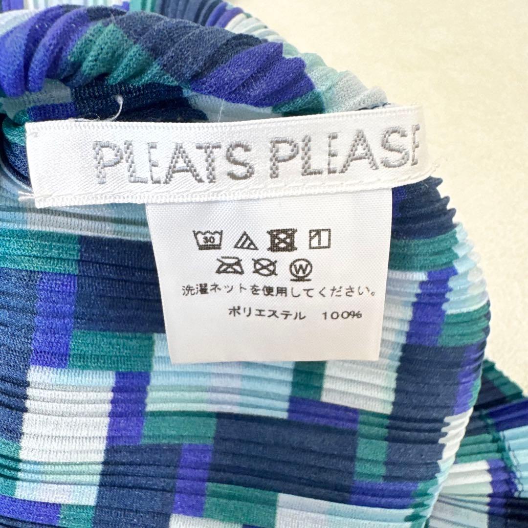 極美品✨PLEATS PLEASE プリーツ　ネイビー　白色　ハイネック　長袖