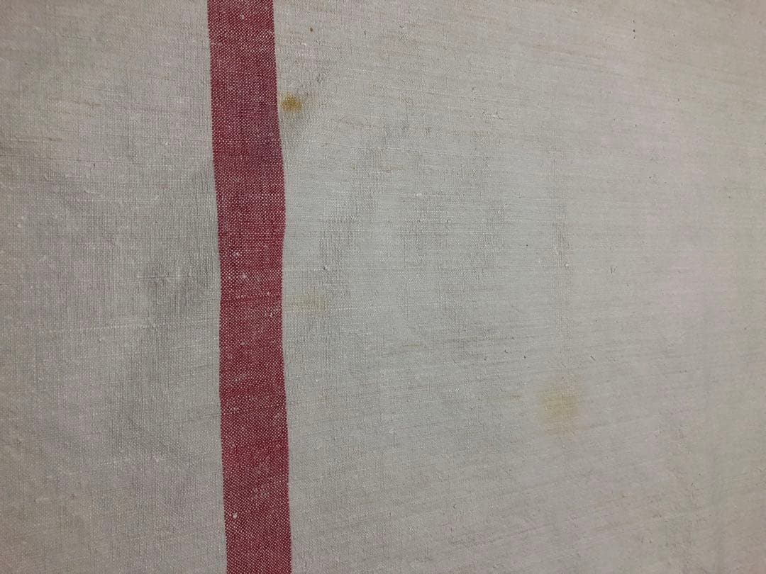 アンティーク　フランス　リュスティックなシャンブル麻大判テーブルクロス　839g