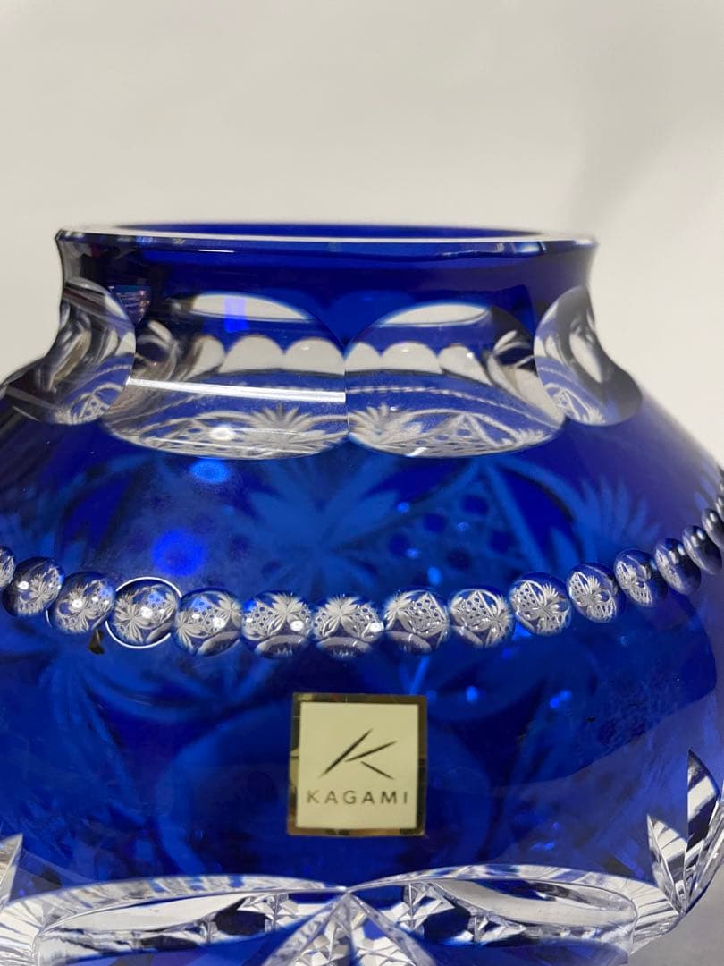 カガミクリスタル・江戸切子花瓶（木村秋男氏デザイン）