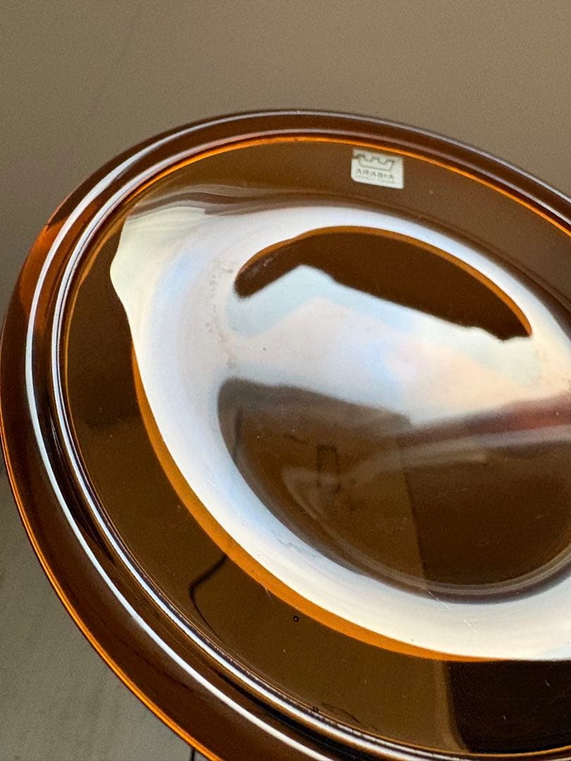 アラビアLuna ルナ　ガラスプレート　4枚セットブラウン　フィンランド