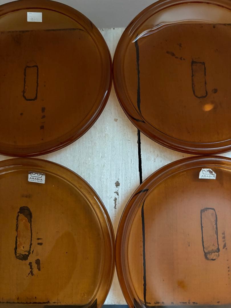 アラビアLuna ルナ　ガラスプレート　4枚セットブラウン　フィンランド