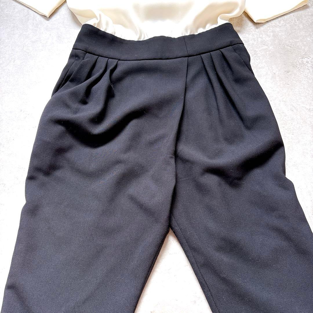 美品✨YOKOCHAN オールインワン　サロペット　ジャンプスーツ　半袖　白　黒