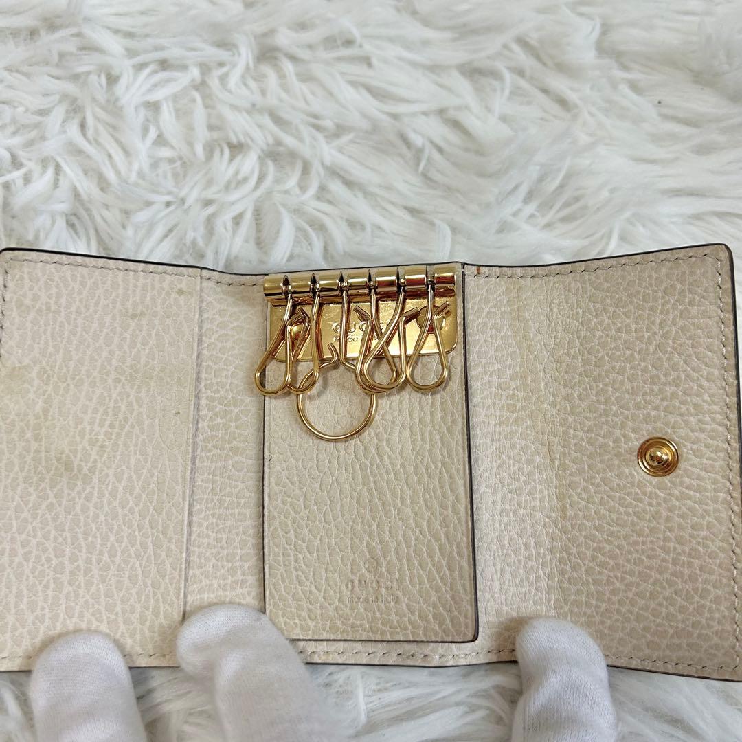 GUCCI GG柄 マーモント 6連 キーケース レザー PVC アイボリー