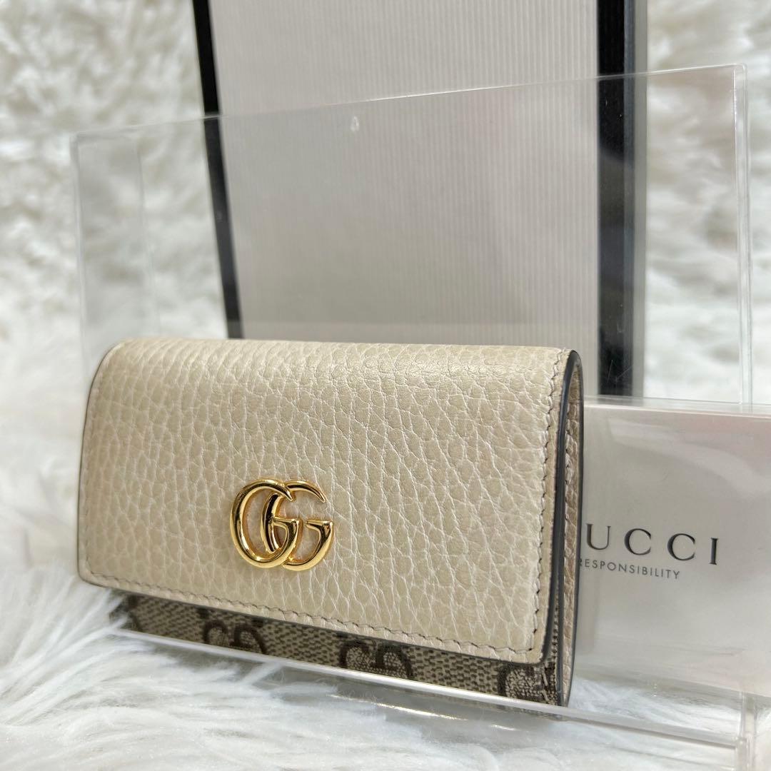 GUCCI GG柄 マーモント 6連 キーケース レザー PVC アイボリー