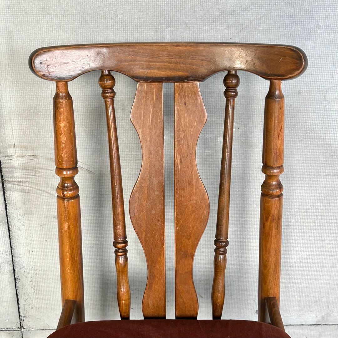 レトロ喫茶店風チェア ベロア座面 ウッドフレーム カフェスタイル インテリア椅子