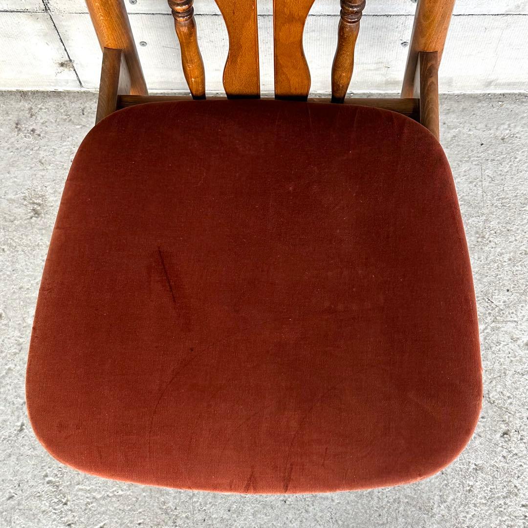 レトロ喫茶店風チェア ベロア座面 ウッドフレーム カフェスタイル インテリア椅子