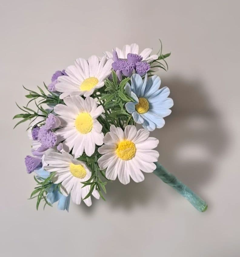 保護猫ファミリー クレイフラワー ブーケ型アレンジメント5点