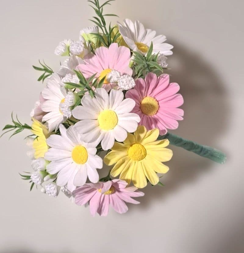 保護猫ファミリー クレイフラワー ブーケ型アレンジメント5点