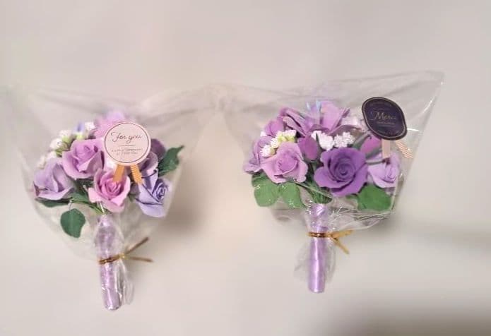 保護猫ファミリー クレイフラワー ブーケ型アレンジメント5点