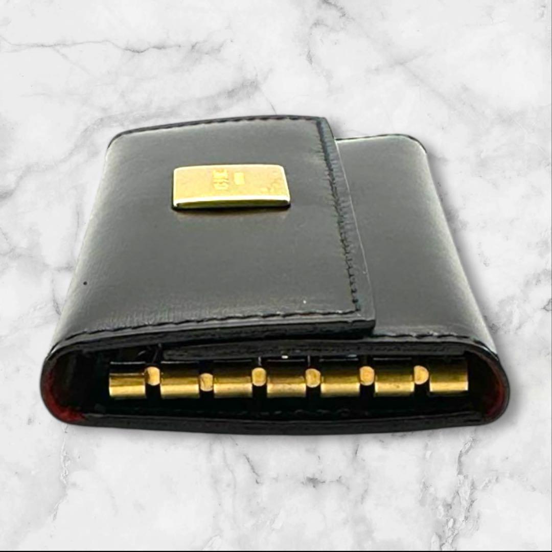 ヴィンテージ　セリーヌ　キーケース　ブラック　レッド　ゴールド　鍵　本革