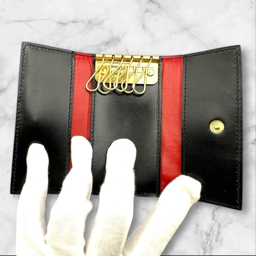 ヴィンテージ　セリーヌ　キーケース　ブラック　レッド　ゴールド　鍵　本革