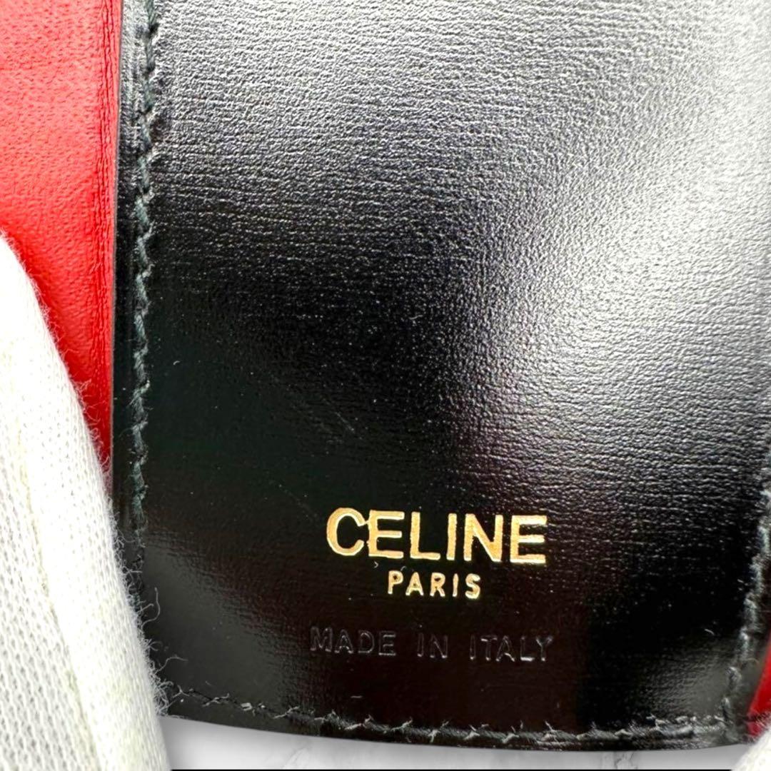 ヴィンテージ　セリーヌ　キーケース　ブラック　レッド　ゴールド　鍵　本革