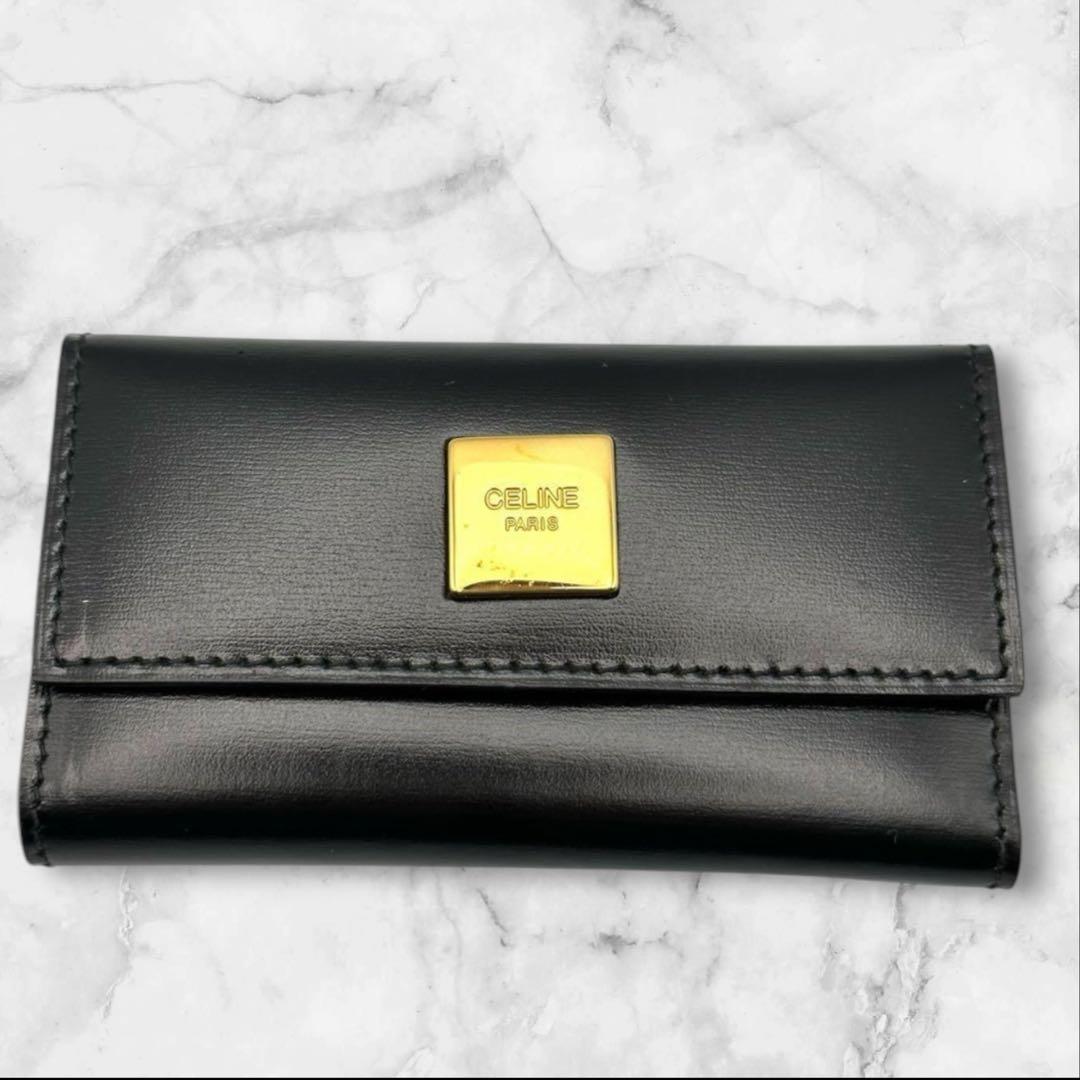 ヴィンテージ　セリーヌ　キーケース　ブラック　レッド　ゴールド　鍵　本革