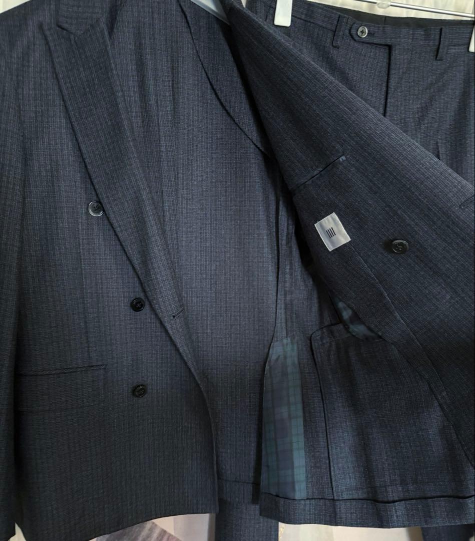 スーツセレクト マルゾット チェック ダブルブレスト セットアップ ネイビー