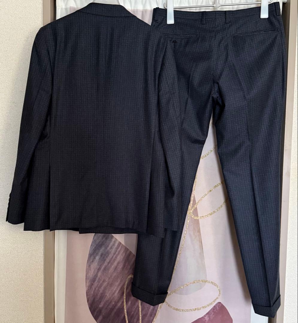 スーツセレクト マルゾット チェック ダブルブレスト セットアップ ネイビー