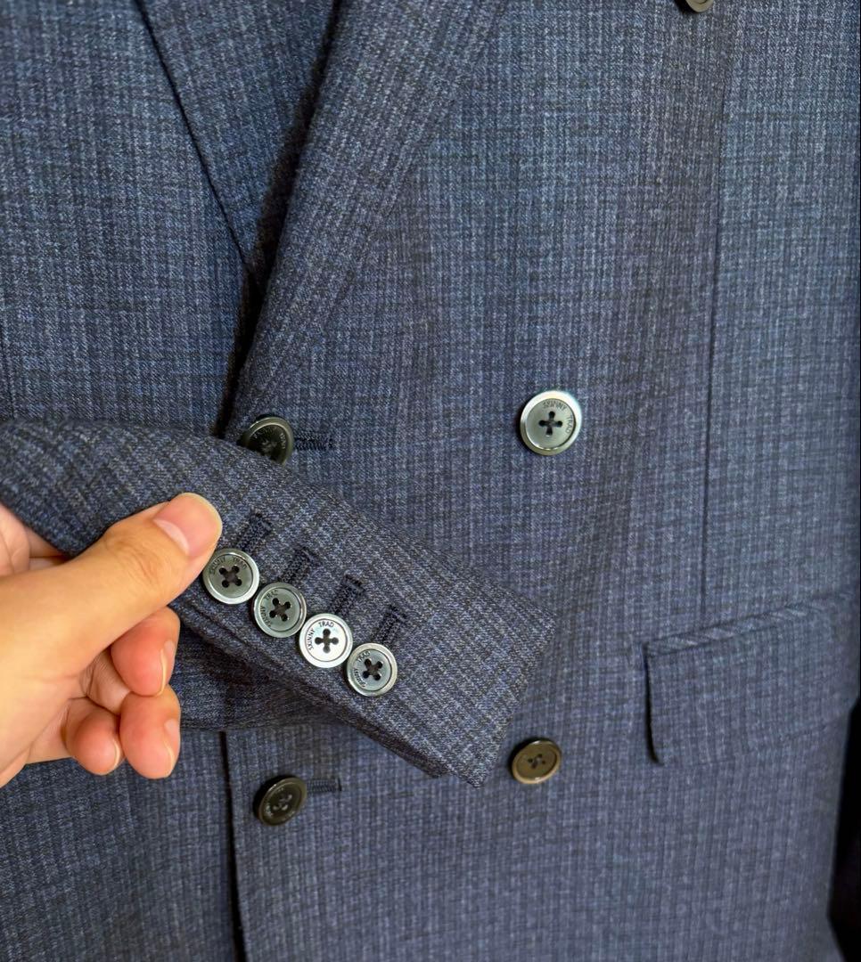 スーツセレクト マルゾット チェック ダブルブレスト セットアップ ネイビー