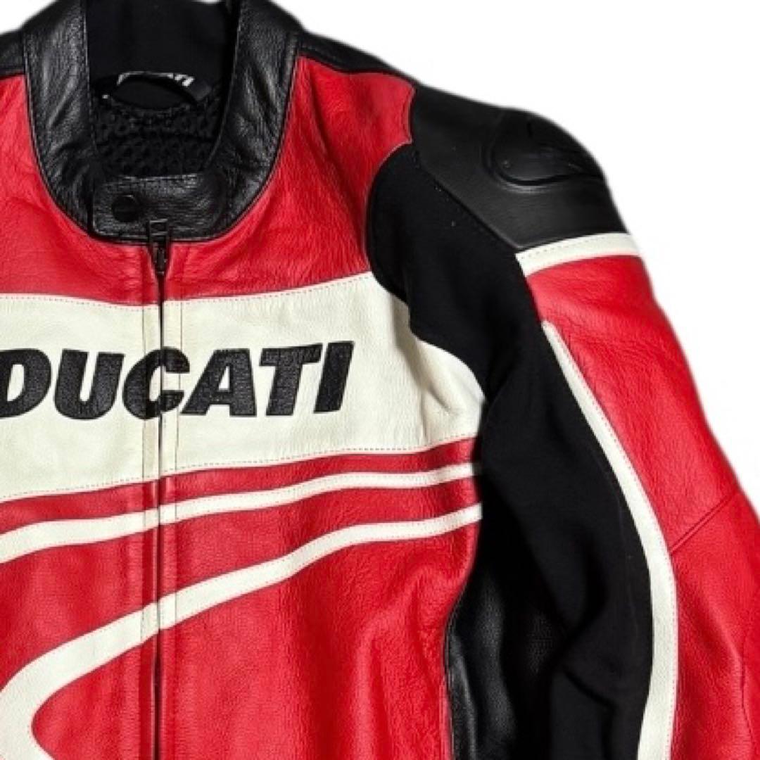 美品 DUCATI ダイネーゼ 立ち襟 本革 レザーライディングジャケット 50