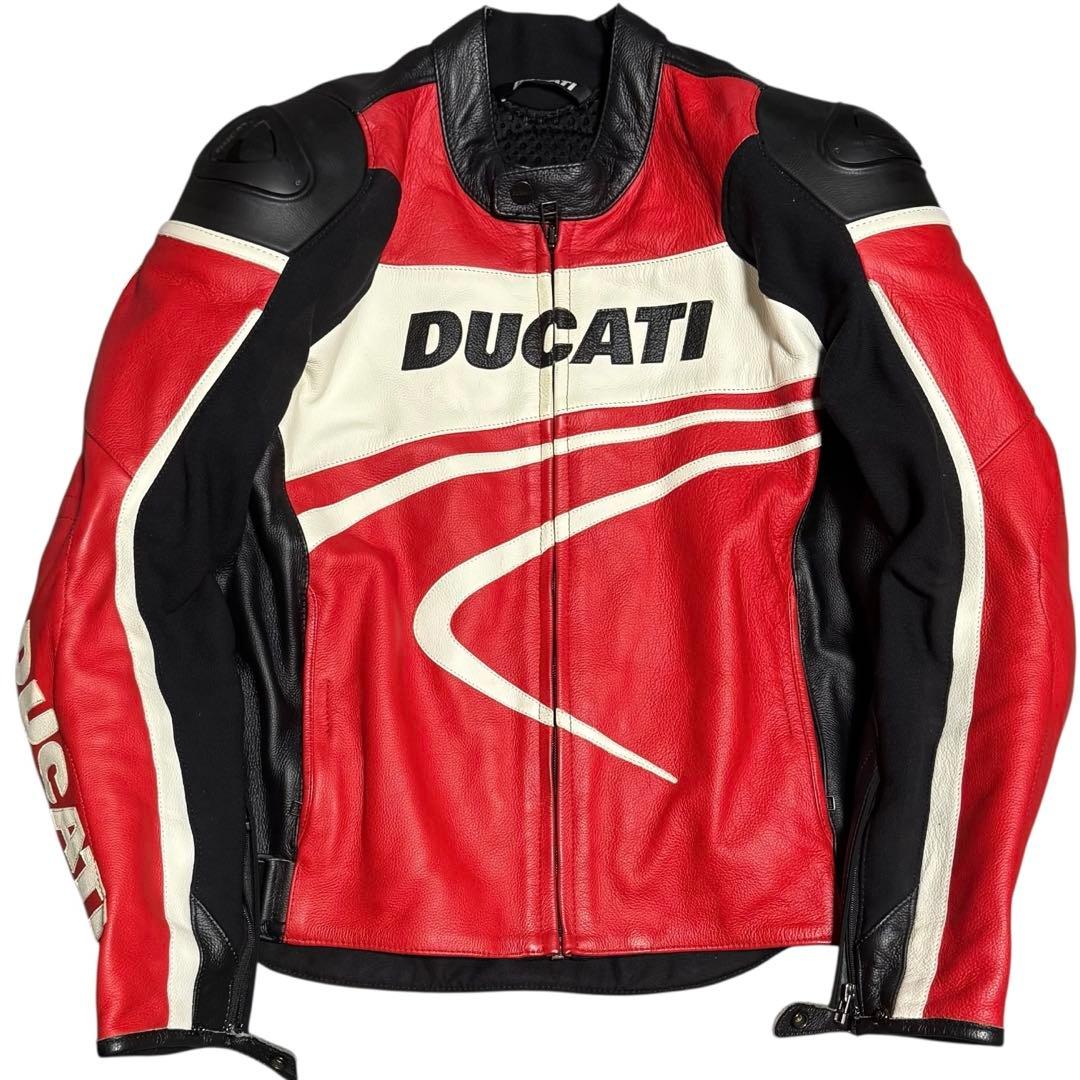美品 DUCATI ダイネーゼ 立ち襟 本革 レザーライディングジャケット 50