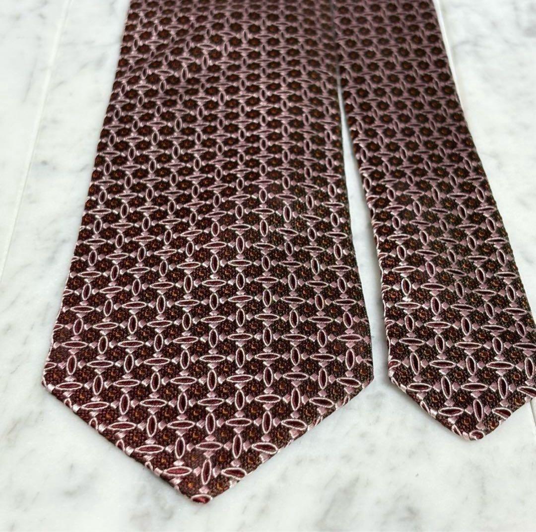 Ermenegildo Zegna ネクタイ ブラウン ピンク ドット レッド