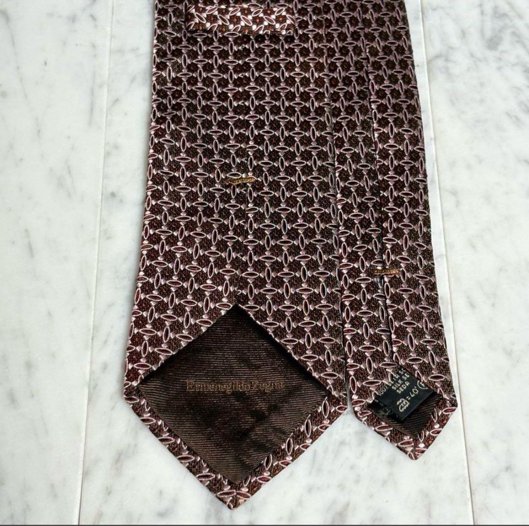 Ermenegildo Zegna ネクタイ ブラウン ピンク ドット レッド