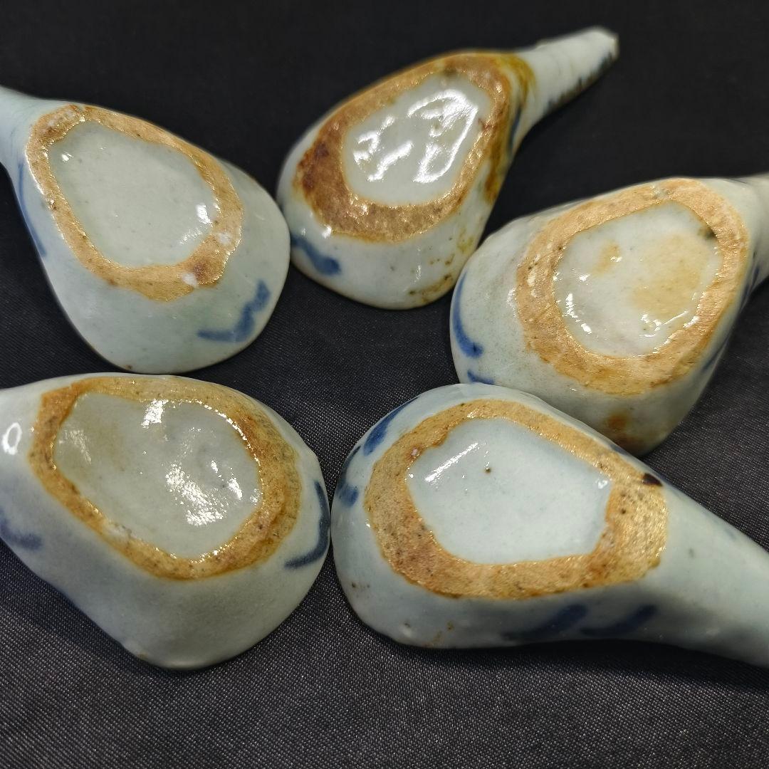 中国骨董 染付レンゲ 手描き 古美術品 アンティーク 時代物 コレクター放出美品