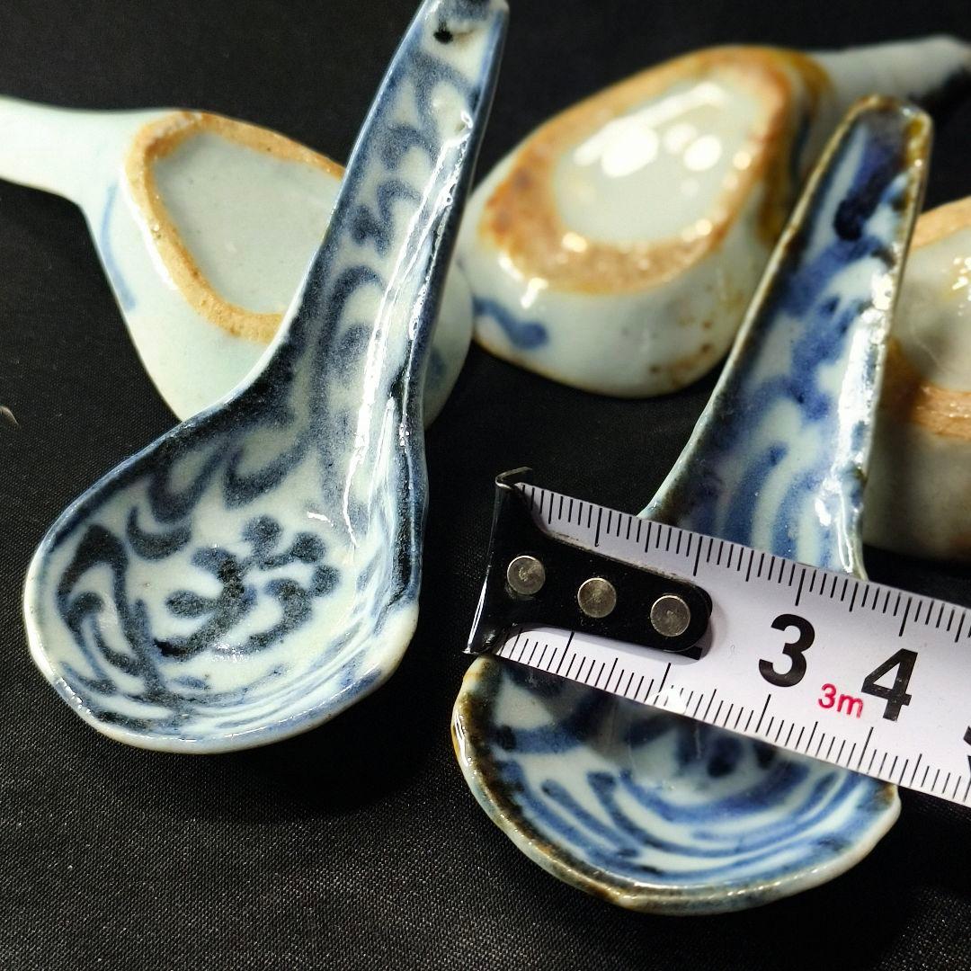 中国骨董 染付レンゲ 手描き 古美術品 アンティーク 時代物 コレクター放出美品