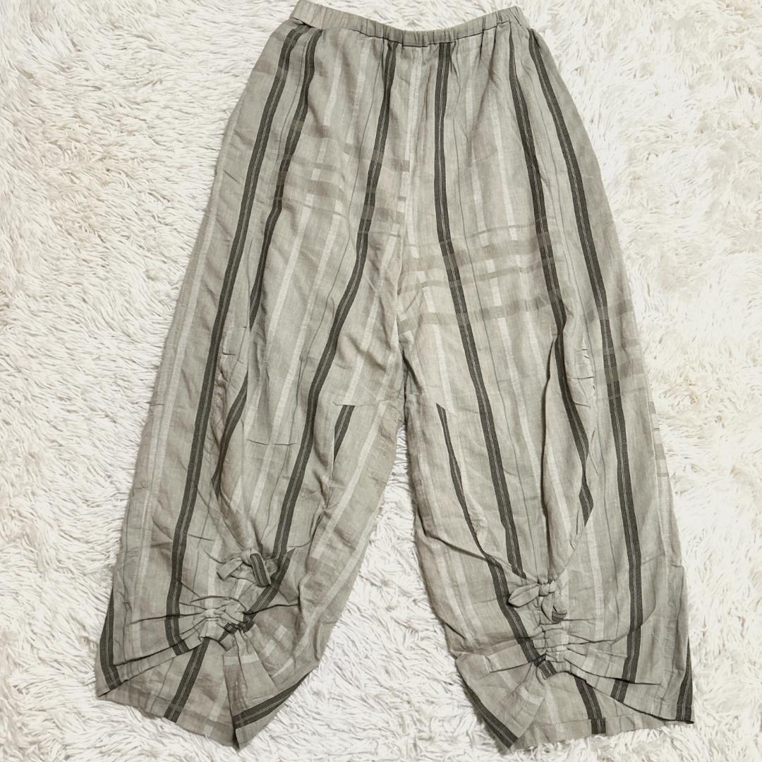 慈雨 センソユニコ ストライプ ワイドパンツ 楽ちん 美シルエット 日本製 40
