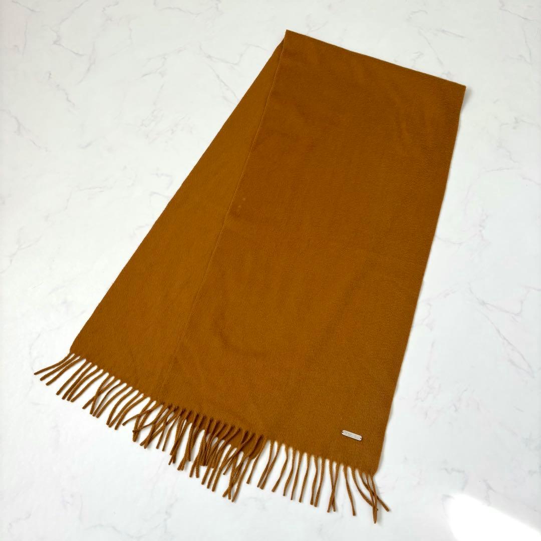 ロロピアーナ カシミヤ100% マフラー ロゴ入りプレート マスタード 男女兼用