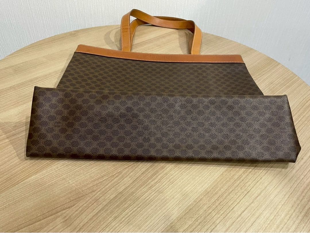 CELINE ハンドバッグロゴ刻印 レザー PVC マカダム柄 トートバッグ