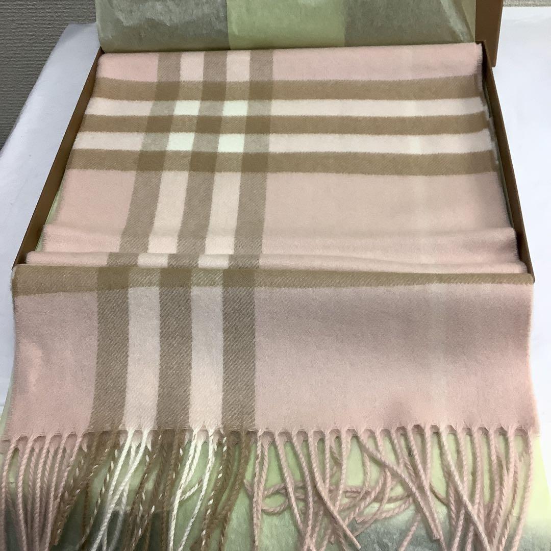 7671⑧BURBERRY チェック柄マフラー ピンク・ベージュ