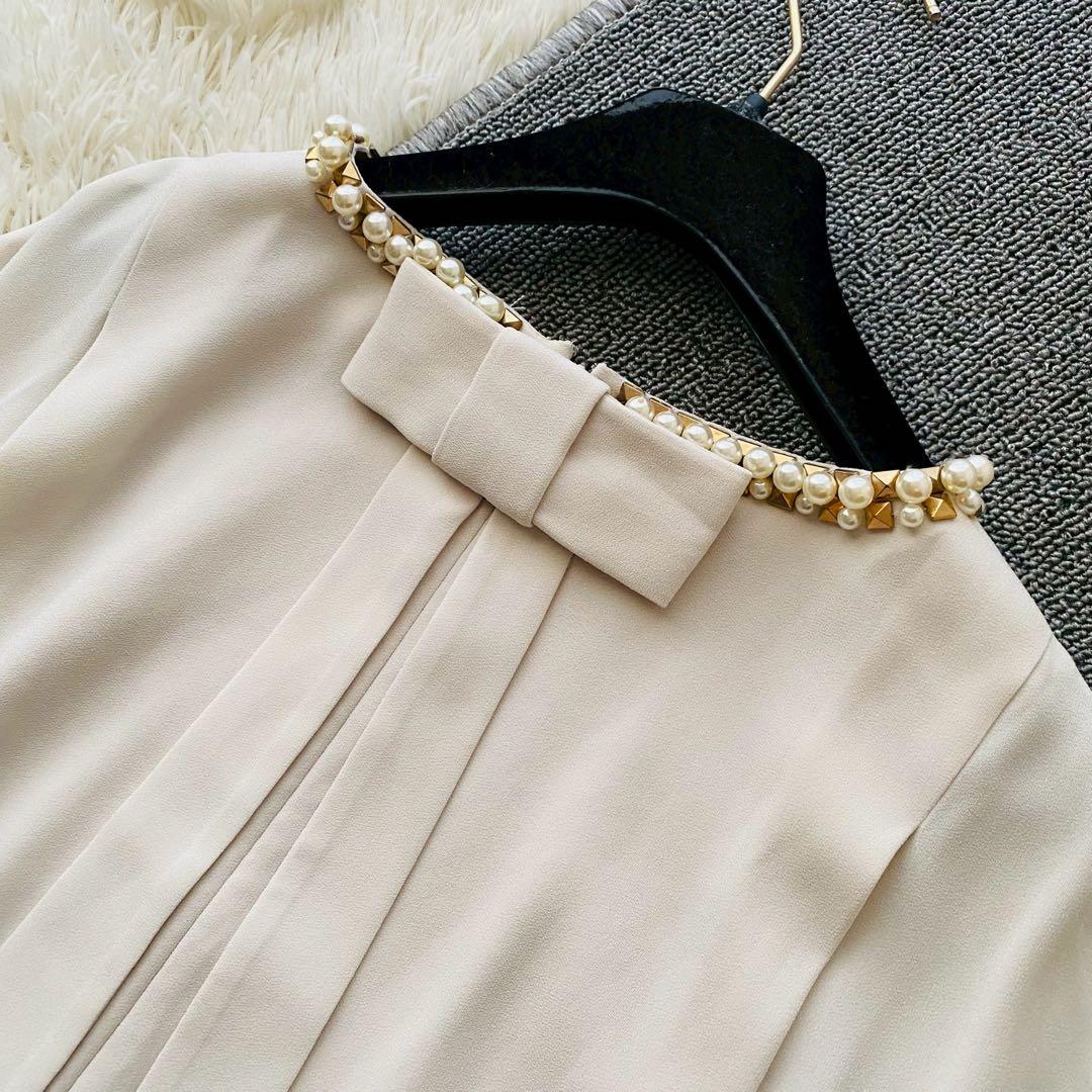 グレースコンチネンタル●極美品●2点セット ノーカラーコート×パールワンピース