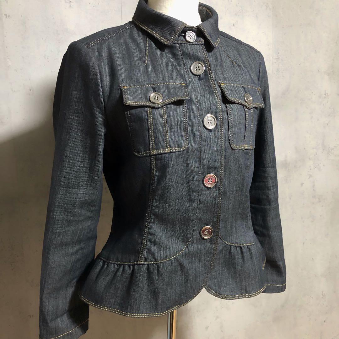 J*Y様 良品　BURBERRYバーバリーロンドン フリルデニムジャケット　ロゴ