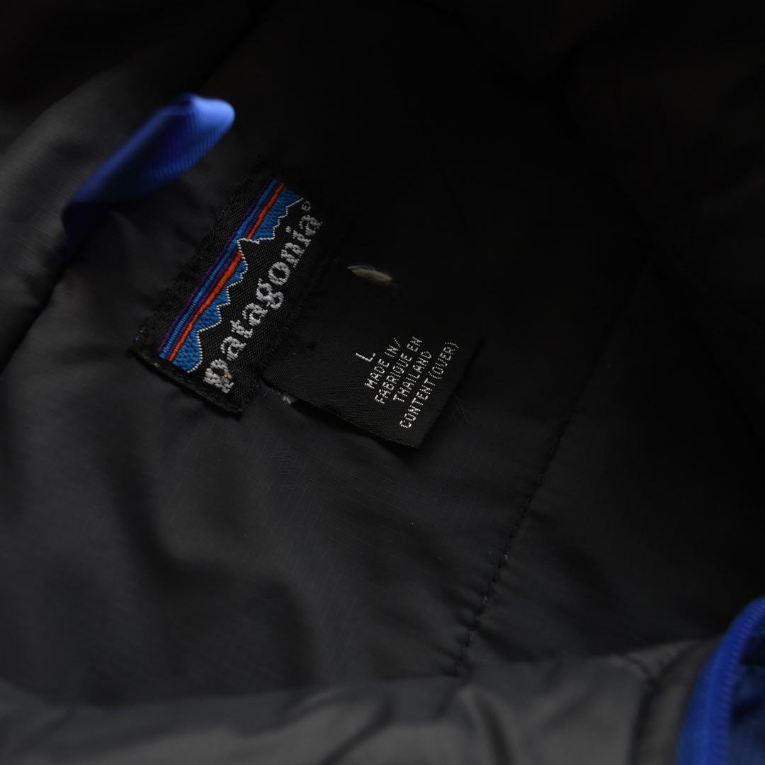 90s パタゴニア パフボールベスト L ブルー×ブラック ヴィンテージ