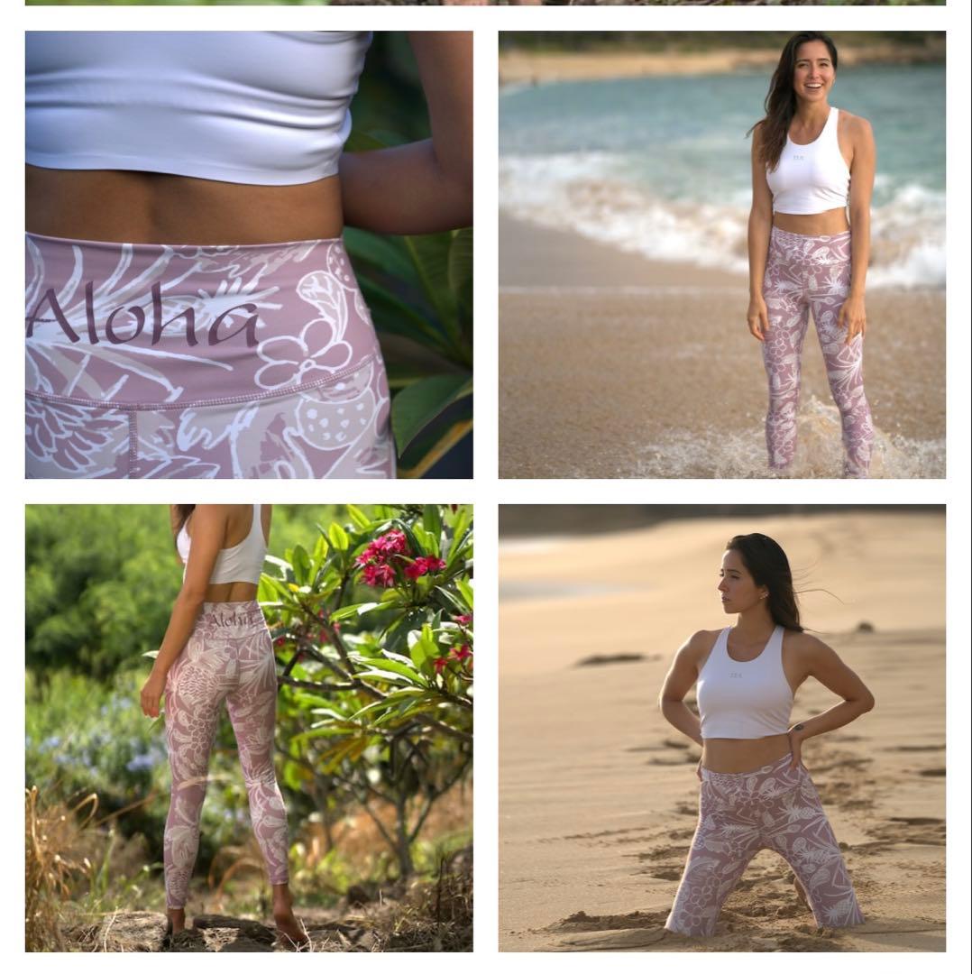 Lea Makaha フローラル ヨガレギンス　ローズベージュ