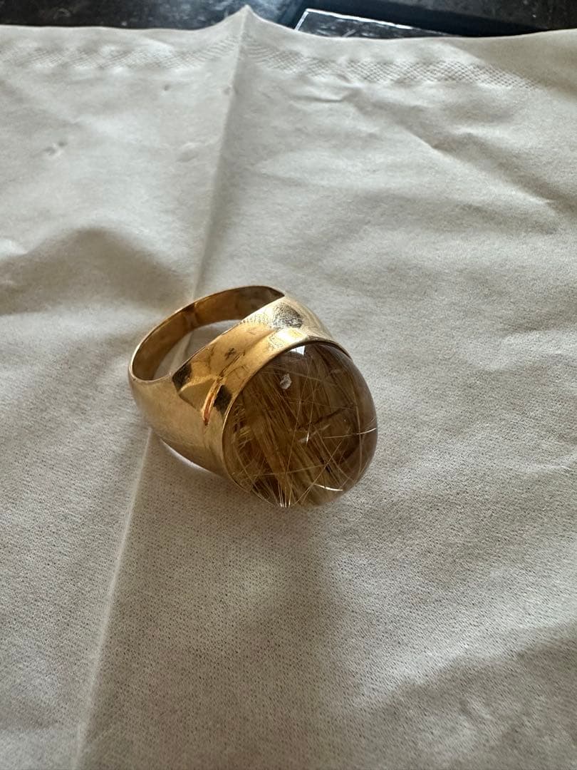 K18ルチルクォーツ 指輪 金運 パワーストーン