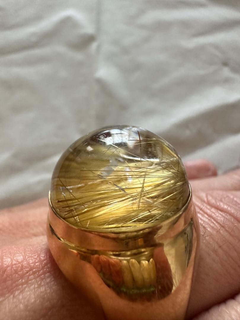 K18ルチルクォーツ 指輪 金運 パワーストーン