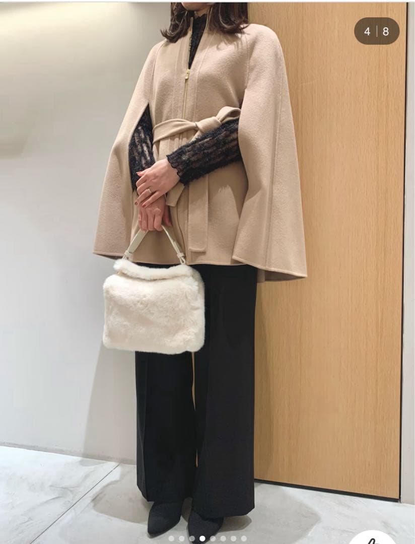 ※専用　ANAYI シャルムビーバーミドルケープコート 36 キャメル