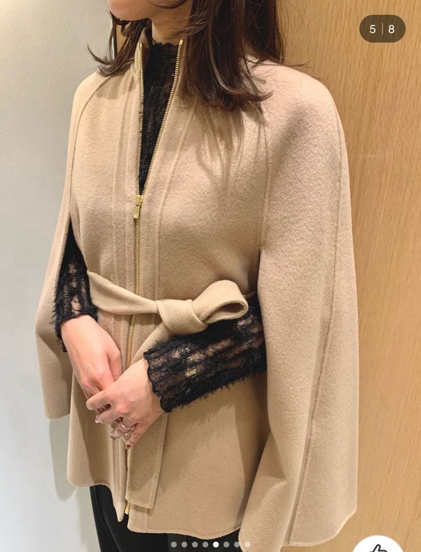 ※専用　ANAYI シャルムビーバーミドルケープコート 36 キャメル