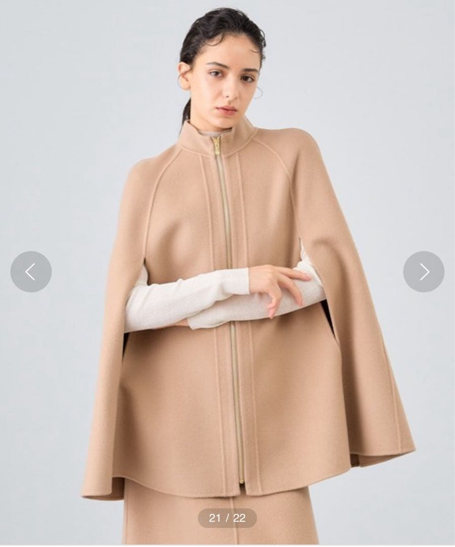 ※専用　ANAYI シャルムビーバーミドルケープコート 36 キャメル