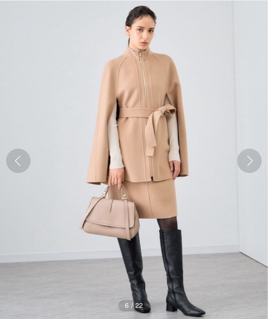 ※専用　ANAYI シャルムビーバーミドルケープコート 36 キャメル