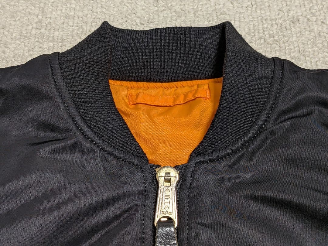 美品 アルファインダストリーズ MA-1 黒フライトジャケット 空軍 米国古着S