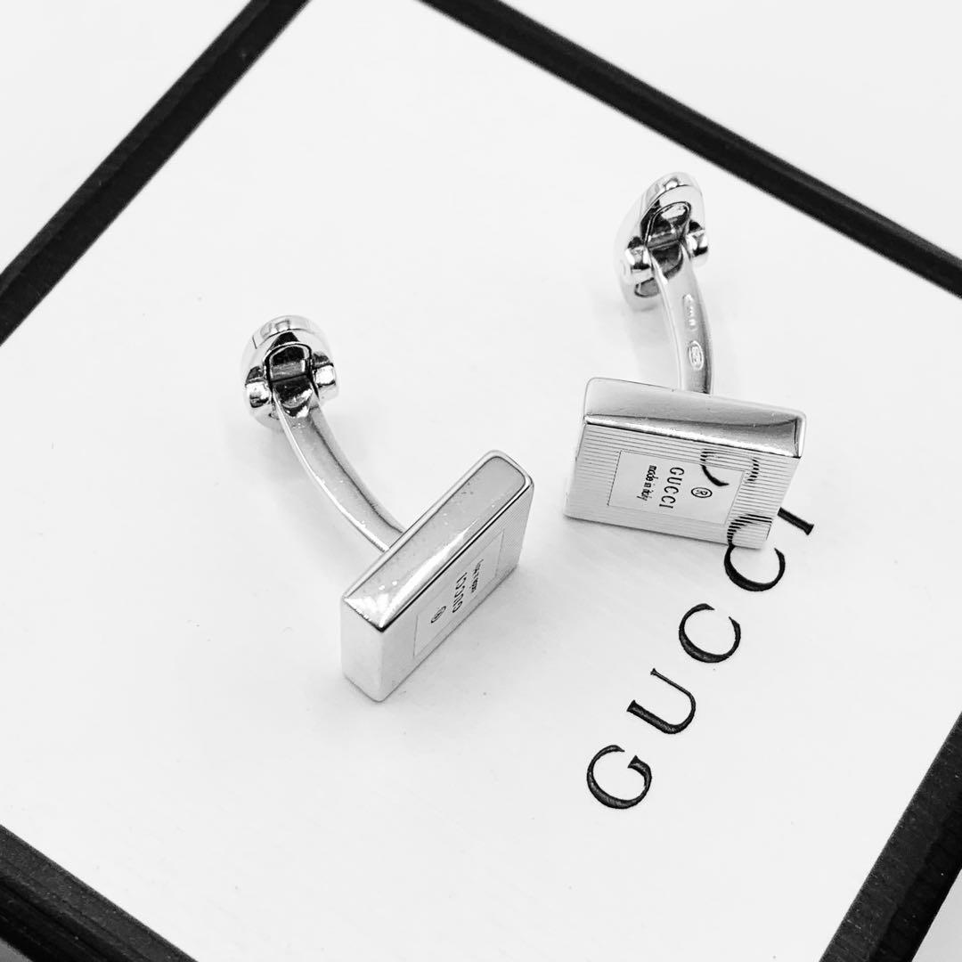 【超美品】GUCCI カフス　冠婚葬祭　オシャレ　925 スクエア　ロゴ