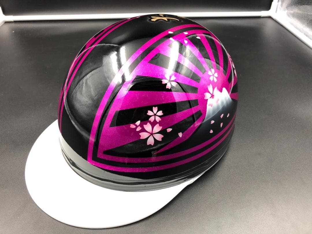 コルク半　カスタム　富士日章　三つボタン　ブラックピンク　ラメ　桜　文字あり