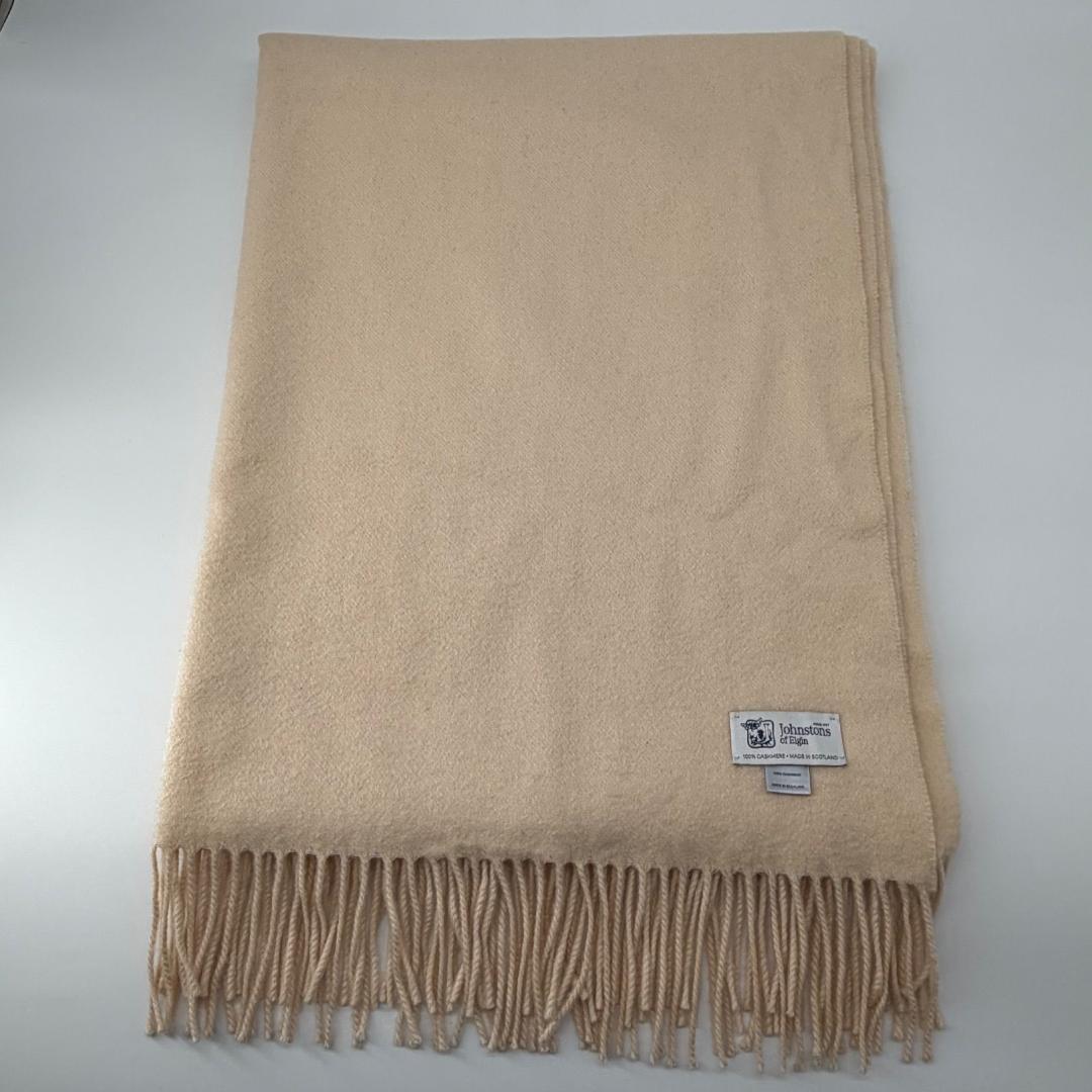 15801✨ジョンストンズ カシミヤ100% 大判ストール 無地 ベージュ