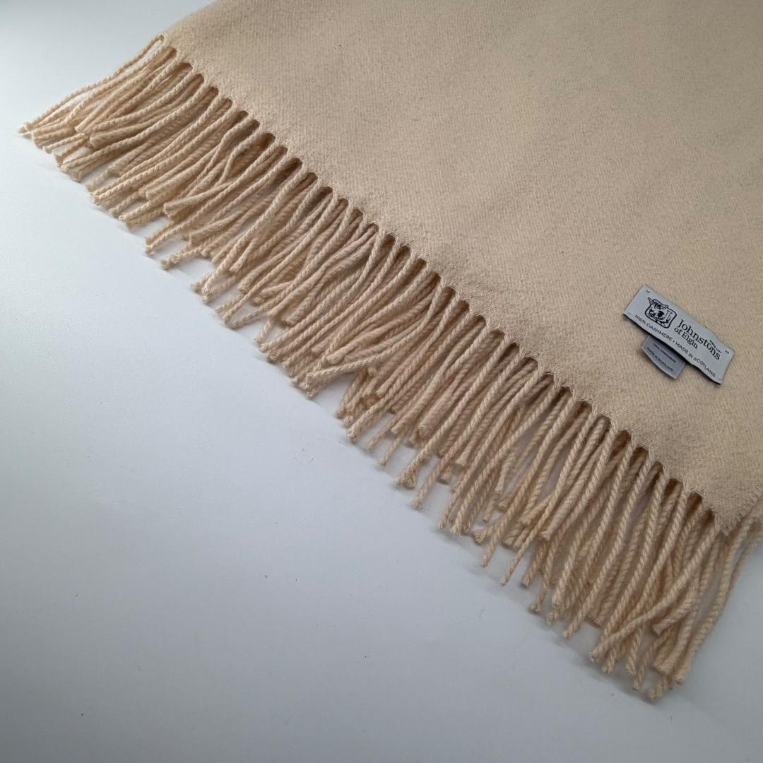 15801✨ジョンストンズ カシミヤ100% 大判ストール 無地 ベージュ