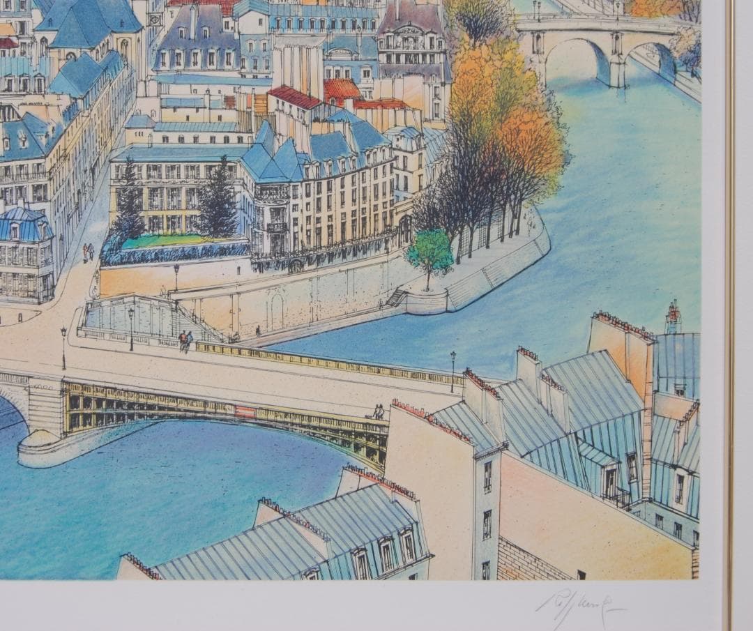 ロルフ ラフルスキー 「 セーヌの流れ 」 リトグラフ フランス パリ 風景画