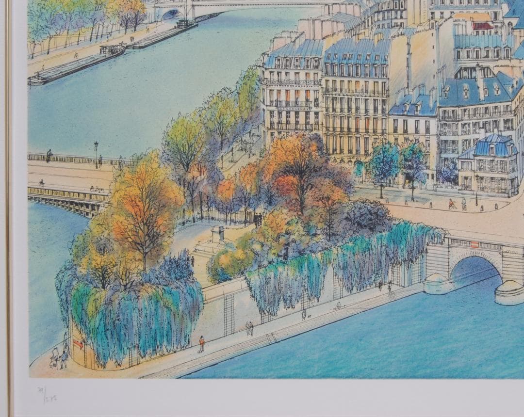 ロルフ ラフルスキー 「 セーヌの流れ 」 リトグラフ フランス パリ 風景画