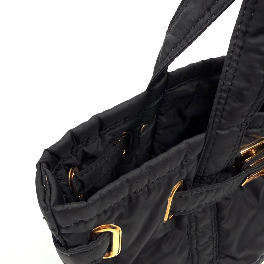 【美品】シータパランティカ　トートバッグ　ナイロン　ゴールド金具　ブラック