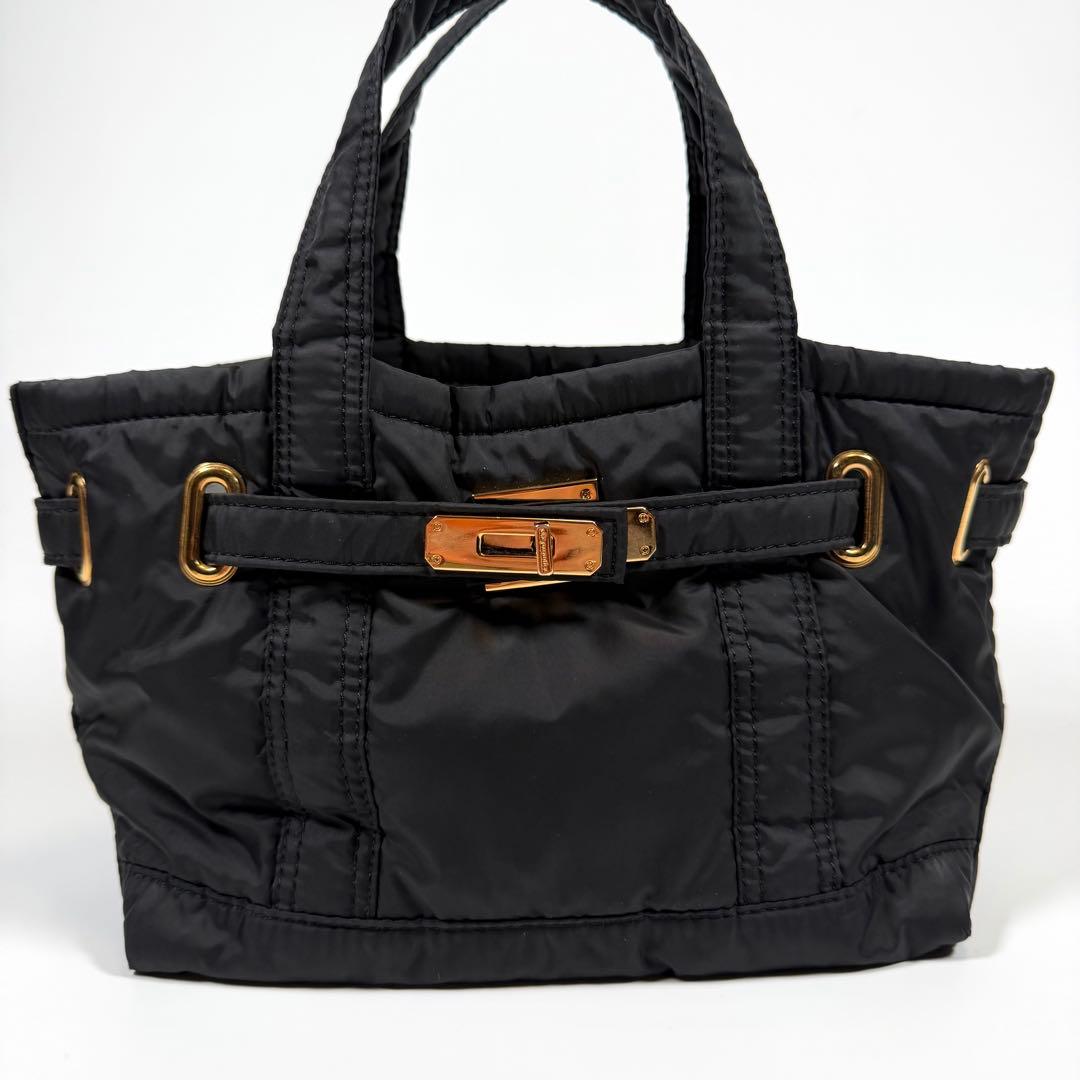 【美品】シータパランティカ　トートバッグ　ナイロン　ゴールド金具　ブラック