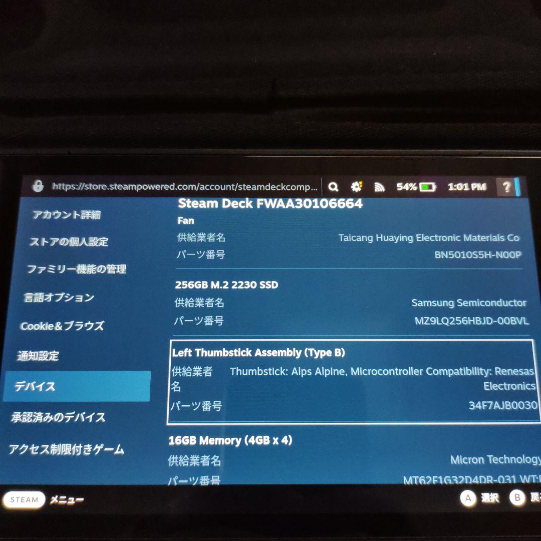 スチームデック256GB 専用ケース付き LCD
